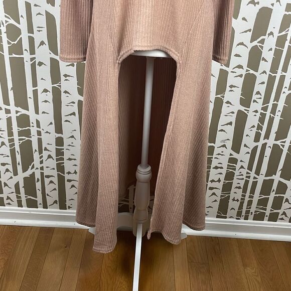 Camisa Nude Ribbed Knit Extreme Hi-Low Hem Hooded Sweater sz XL - Picture 6 of 12